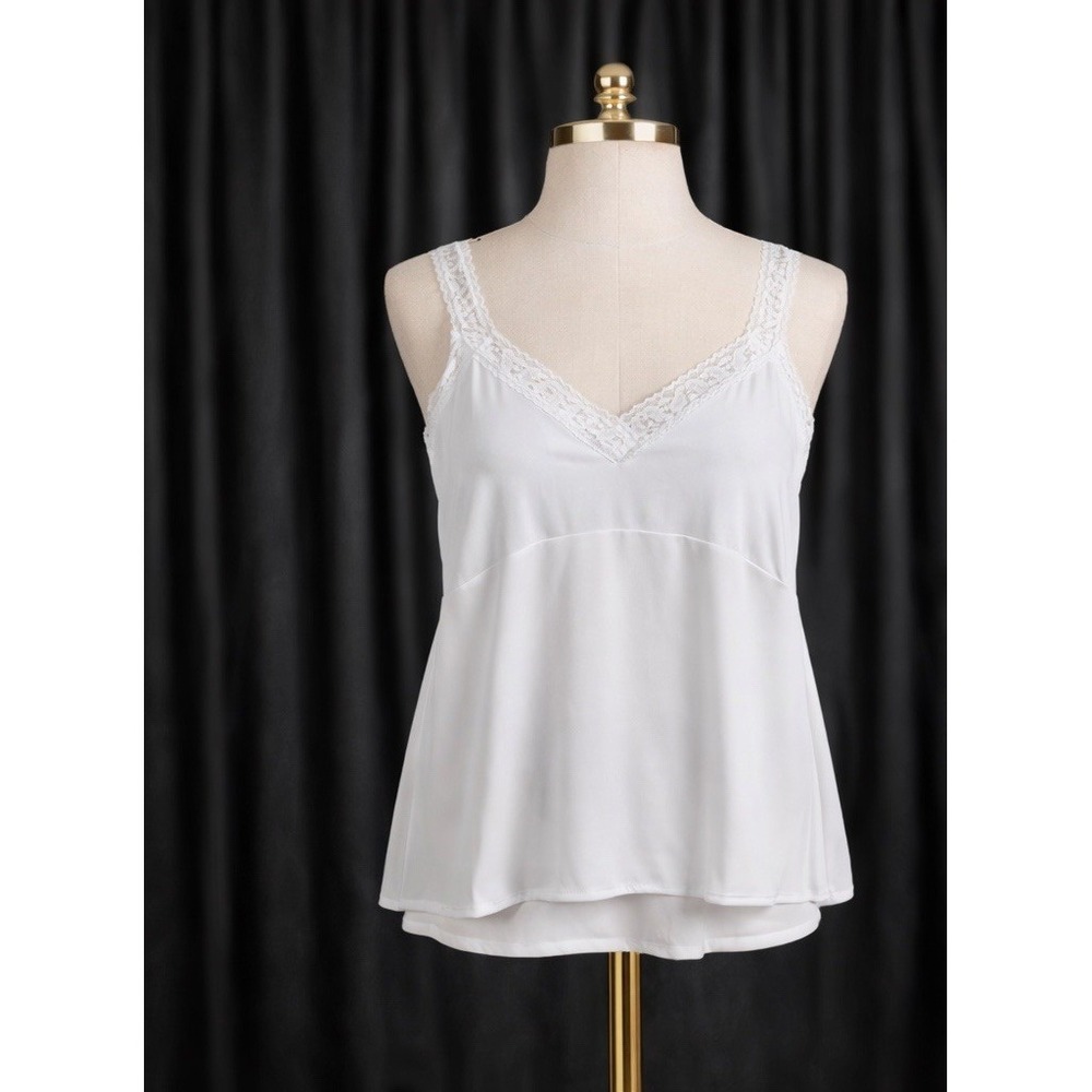 Shadowline‎ White Nylon Lace Trimmed Lingerie Cami Camisole Top Size 40 Elegant